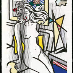 Unique 'Nude with Yellow Pillow' Oil Painting Inspired by Roy Lichtenstein - Handmade in Dafen Village for Art Lovers