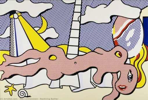 Unique ‘Reclining Bather’ Oil Painting Inspired by Roy Lichtenstein – Handmade in Dafen Village for Art Enthusiasts