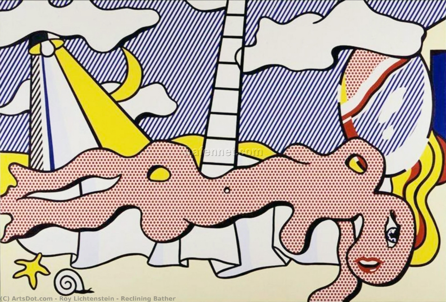 Unique ‘Reclining Bather’ Oil Painting Inspired by Roy Lichtenstein – Handmade in Dafen Village for Art Enthusiasts
