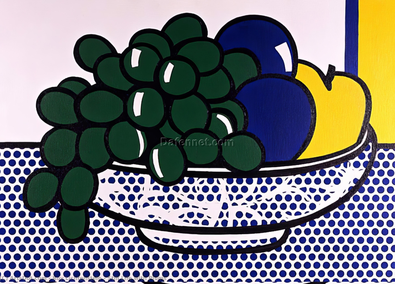 Authentic – Style ‘Still Life with Plums’ Oil Painting in Roy Lichtenstein’s Manner – Created by Dafen Village Studios