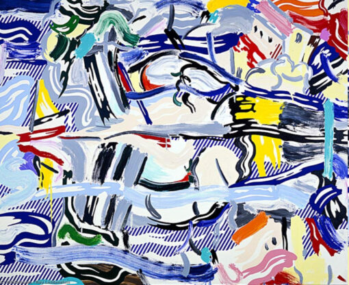 Unique ‘Reflections II’ Oil Painting Inspired by Roy Lichtenstein – Handmade in Dafen Village for Art Enthusiasts