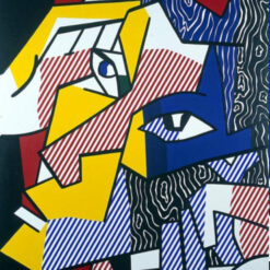 Unique 'Expressionist Head 2' Oil Painting Inspired by Roy Lichtenstein - Handmade in Dafen Village for Art Connoisseurs