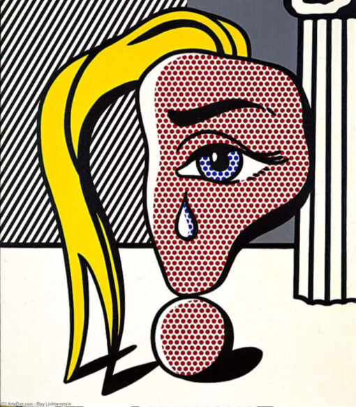 Authentic – Style ‘Girl with Tear III’ Oil Painting in Roy Lichtenstein’s Manner – Created by Dafen Village Studios