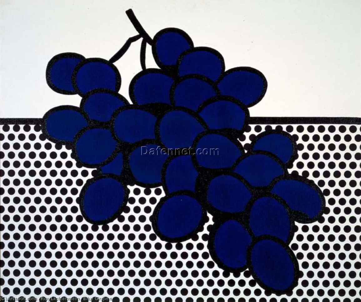 Roy Lichtenstein – Inspired ‘Blue Grapes’ Hand – painted Oil Painting by Dafen Village Artisans for Pop Art Lovers