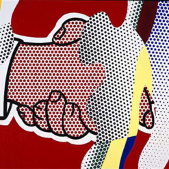 Unique 'Reflections Handshake' Oil Painting Inspired by Roy Lichtenstein - Handmade in Dafen Village for Art Aficionados