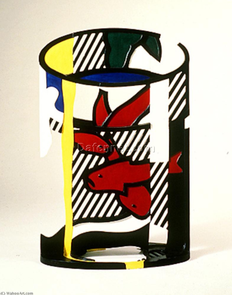 Dafen Village – Inspired “Goldfish Bowl” Oil Painting in the Style of Roy Lichtenstein for Art Enthusiasts