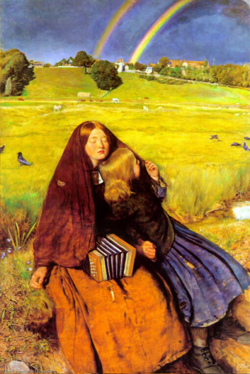 Reproduction fidèle de ’ La Jeune Fille aveugle “ de Sir John Everett Millais – Une peinture à l'huile intemporelle du village de Dafen célébrant les émotions humaines et le talent artistique, parfaite pour les amateurs d'art et les collectionneurs