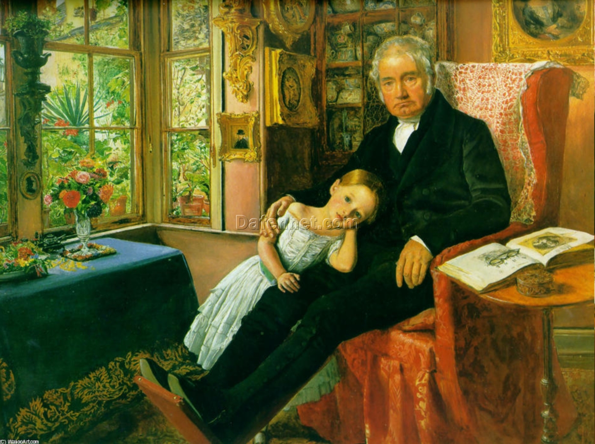 Customizable “James Wyatt and His Granddaughter Mary” – Inspired Oil Painting by Sir John Everett Millais – Tailored to Your Decor and Personal Aesthetic, Handmade in Dafen Village