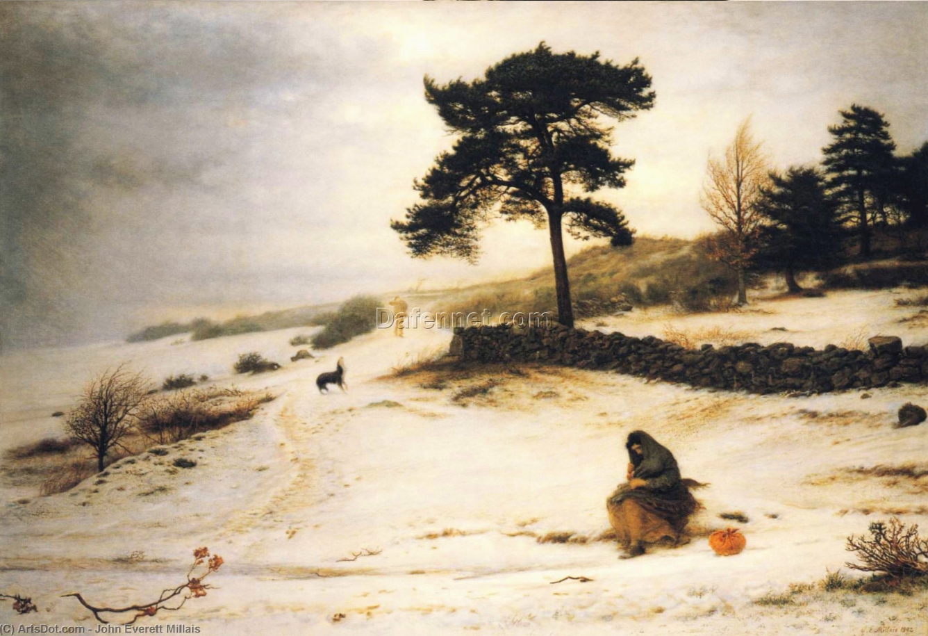 Authentic – Looking Reproduction of Sir John Everett Millais’ “Blow, Blow Thou Winter Wind” – A Timeless Oil Painting from Dafen Village Celebrating the Beauty of Winter and Artistic Excellence, Perfect for Art Lovers and Collectors