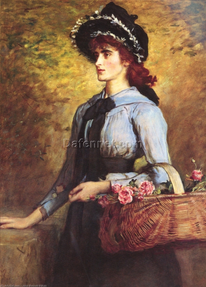 Authentic – Looking Reproduction of Sir John Everett Millais’ “Sweet Emma Morland” – A Timeless Oil Painting from Dafen Village Celebrating Artistic Portraiture, Perfect for Art Lovers and Collectors