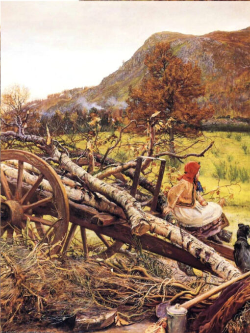 Authentic – Looking Reproduction of Sir John Everett Millais’ “Winter Fuel” – A Timeless Oil Painting from Dafen Village Celebrating the Beauty of Winter and Artistic Storytelling, Perfect for Art Lovers and Collectors