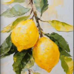 100% Handmade Textured Lemon Tree Oil Painting by Dafen Village - Exquisite Mediterranean Kitchen Wall Art with Yellow Citrus Charm
