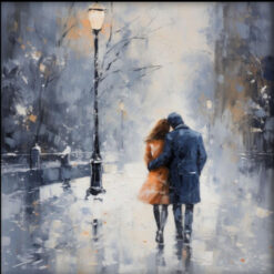 100% Handmade Textured Oil Painting of Enjoying a Snowy Walk - Abstract Wall Art for Modern Living Room Decoration