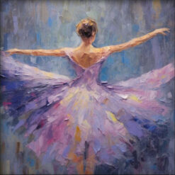 Exclusive 100% Hand - Crafted Oil Painting Showcasing a Ballet Dancer in Purple Dress - Transforming Living Rooms with Textured Abstract Design