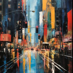 Dafen Village Studio's 100% Hand - Crafted Textured Abstract Painting of City's Colorful Spirit - Perfect for Modern Living Room Decoration