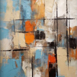Unique 100% Handmade Oil Artwork: Abstract Exploration of the Love for Blue and Orange with Texture - Ideal for Contemporary Living Rooms