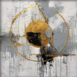 Dafen Village Studio's 100% Hand - Crafted Textured Abstract Painting of Neutral Tones, Gold and Black - Perfect Wall Decoration for Modern Living Rooms