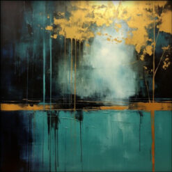 Dafen Village Studio's 100% Hand - Crafted Textured Abstract Painting of Emerald Green, Gold and Black - Perfect Wall Decoration for Modern Living Rooms