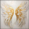 100% Hand - Painted Textured Abstract Oil Painting: Magnificent Platinum Wings - A Striking Wall Piece for Modern Living Rooms