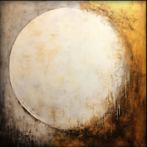 Exclusive 100% Handmade Abstract Oil Artwork by Dafen Village: Full Moon Scene with Beige and Earthy Hues and Rich Texture – Ideal Wall Decor for Contemporary Homes