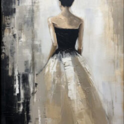 Dafen Village Studio’s Custom 100% Hand - Painted Textured Abstract Oil Painting: Woman in Black and White Dresses for Modern Living Rooms