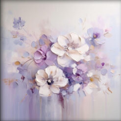 Dafen Village Studio’s Custom 100% Hand - Painted Textured Abstract Oil Painting: White and Purple Flowers for Modern Living Rooms