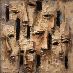 Dafen Village Studio’s Custom 100% Hand - Painted Textured Abstract Oil Painting: Human Face in Warm and Earthy Tones for Modern Living Rooms