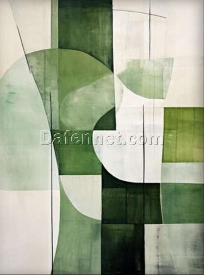 Dafen Village Studio’s Custom 100% Hand – Painted Textured Abstract Oil Painting: Eternal Monochromatic Scene with Green Shadows for Modern Living Rooms