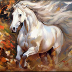 Exclusive 100% Handmade Textured Abstract Oil Artwork by Dafen Village: Elegant and Sturdy White Horse with Abstract Texture - Ideal Wall Decor for Contemporary Homes