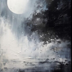 Dafen Village Studio’s Custom 100% Hand - Painted Textured Abstract Oil Painting: Full Moon Illuminating the Night for Modern Living Rooms