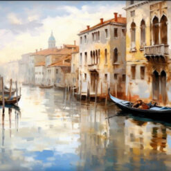 Dafen Village Studio’s Custom 100% Hand - Painted Textured Abstract Oil Painting: Venetians in Antique Bohemian Style for Modern Living Rooms