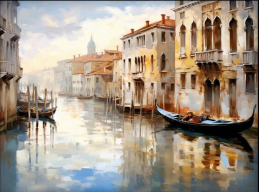 Dafen Village Studio’s Custom 100% Hand – Painted Textured Abstract Oil Painting: Venetians in Antique Bohemian Style for Modern Living Rooms