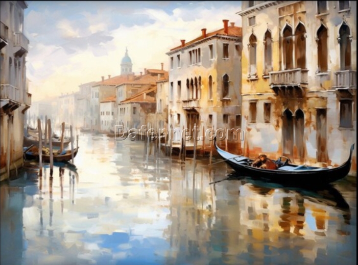Dafen Village Studio’s Custom 100% Hand – Painted Textured Abstract Oil Painting: Venetians in Antique Bohemian Style for Modern Living Rooms