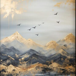 Dafen Village Studio Custom 100% Hand - Painted Textured Abstract Oil Painting: Birds in Golden Valley for Modern Living Rooms