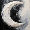 Dafen Village Studio Custom 100% Hand - Painted Textured Abstract Oil Painting: Shining Moon on Pitch - Black Night for Modern Living Rooms
