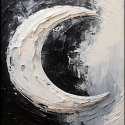 Dafen Village Studio Custom 100% Hand - Painted Textured Abstract Oil Painting: Shining Moon on Pitch - Black Night for Modern Living Rooms