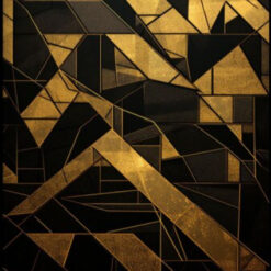 Dafen Village Studio's Custom 100% Hand - Painted Textured Abstract Oil Painting: Black and Gold Abstract Dance for Modern Living Room Wall Decor