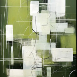 Exclusively Handmade by Dafen Village: Green - Centric Textured Abstract Oil Painting with White Accents for Contemporary Home Wall Decor