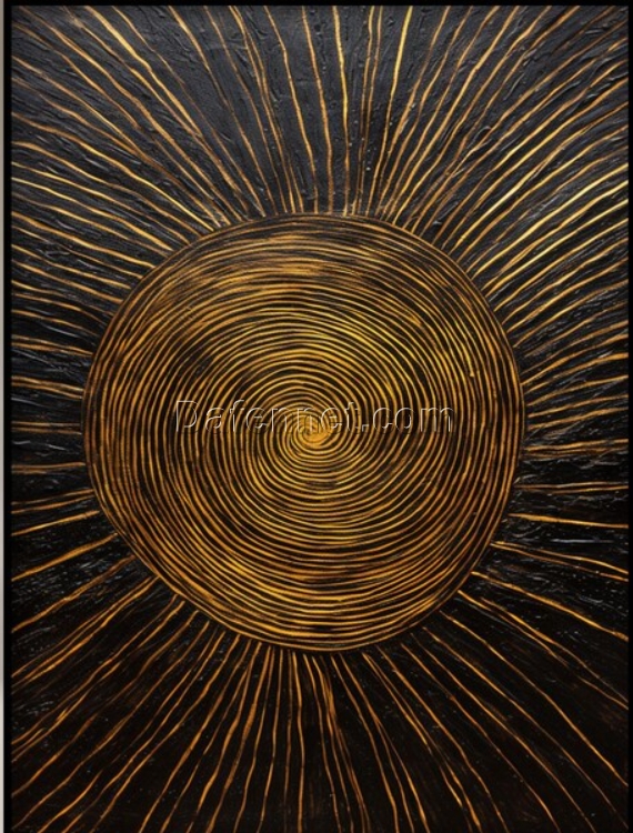 Dafen Village Studio Exclusive! 100% Hand – Painted Textured Abstract Oil: Nighttime Sunlight Illuminating Black, Ideal for Modern Living Rooms