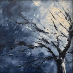Tailored Dafen Village Art: 100% Hand - Crafted Textured Abstract Oil Depicting Winter Branches in Night Blue, Perfect for Stylish Living Spaces