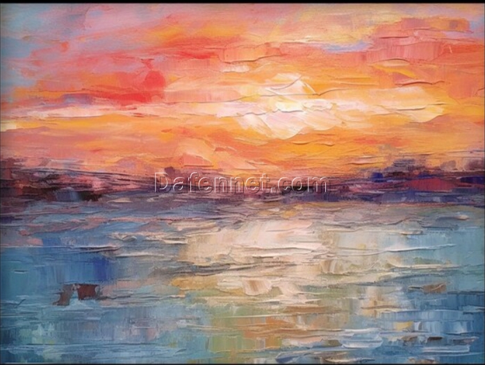 Dafen Village Studio Custom 100% Hand – Painted Textured Abstract Landscape Oil Painting: Aesthetic Primitive Scenery for Modern Living Rooms