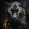 100% Hand - Painted Black Panther Animal Portrait Oil Painting: Textured Abstract Decoration for Modern Living Rooms