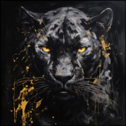 100% Hand - Painted Black Panther Animal Portrait Oil Painting: Textured Abstract Decoration for Modern Living Rooms