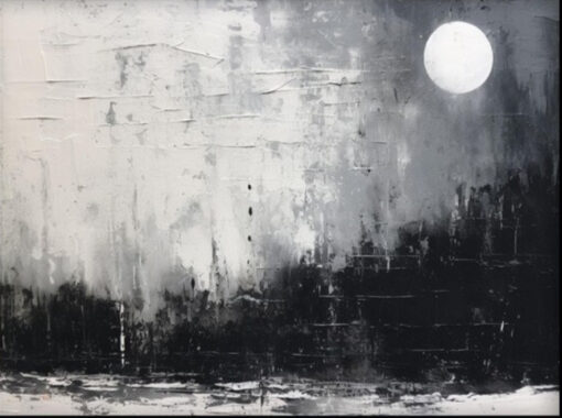Custom Abstract Starry Sky Oil Painting with Black Moon | Handmade by Dafen Village Studios | Ideal for Modern Living Rooms