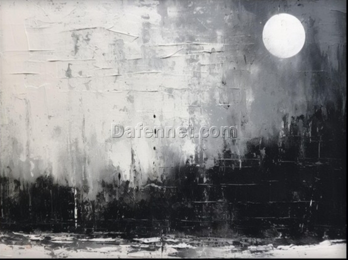 Custom Abstract Starry Sky Oil Painting with Black Moon | Handmade by Dafen Village Studios | Ideal for Modern Living Rooms