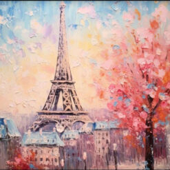 Dafen Village Studios’ Tailor - Made Pink Parisian Eiffel Tower Scene | 100% Handcrafted Oil Painting | Perfect Wall Decoration for Homes and Hotels