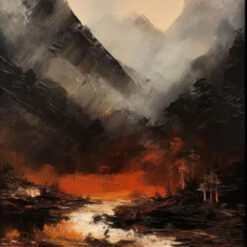 Custom 100% Hand - Painted Abstract Orange Valley Oil Painting: Mysterious Textured Art for Modern Living Rooms