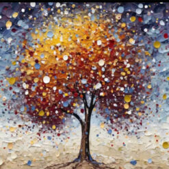 Custom 100% Hand - Painted Abstract Floating Leaf Tree Oil Painting: Textured Wall Art for Modern Living Rooms