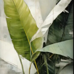 Dafen Village Studios’ Tailor - Made Tropical Banana Leaf Artwork: 100% Handcrafted Textured Abstract Oil Painting for Rustic Interiors