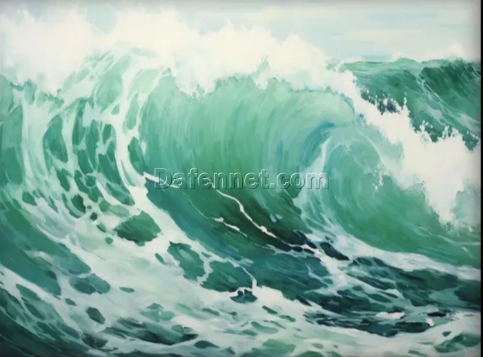 Custom 100% Hand – Painted Seascape Oil Painting of Waves, Whitecap and Seawell: Textured Abstract Wall Art for Modern Living Rooms